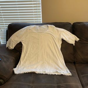 White Crochet Trim Tunic Blouse